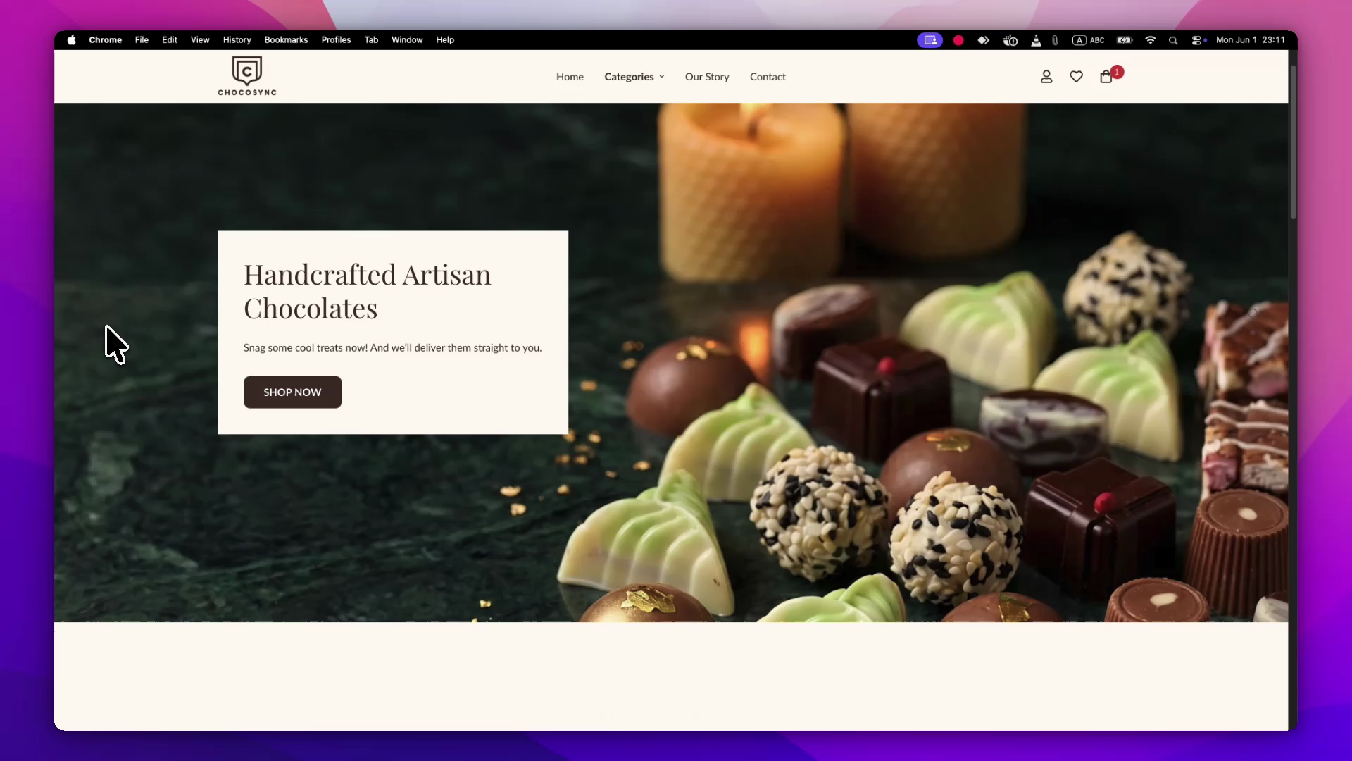 Chocolate ecommerce website project preview